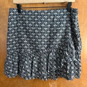 Banana Republic Black Floral Ruffle Silk Micro Mini Skirt NWT 6 Coquette Y2K Mod